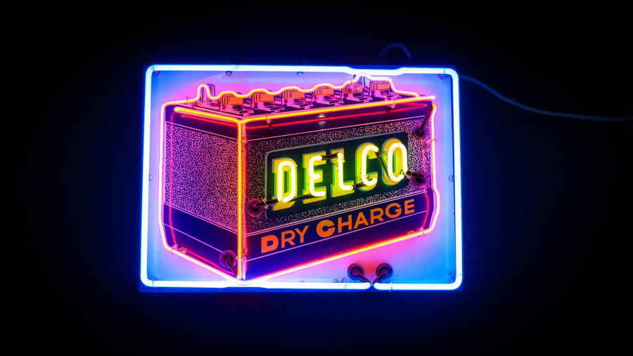 Delco Dry Charge Tin Neon Sign for Sale at Auction Mecum Auctions
