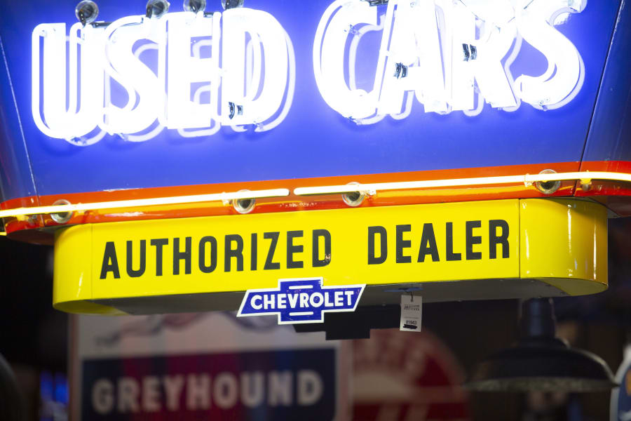Chevrolet OK Used Cars Double-Sided Porcelain Neon Sign For Sale
