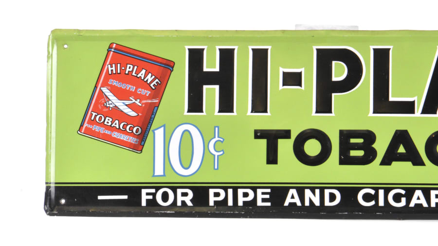 Hi Plane Tobacco Sign SSTE 35x12 For Sale At Auction