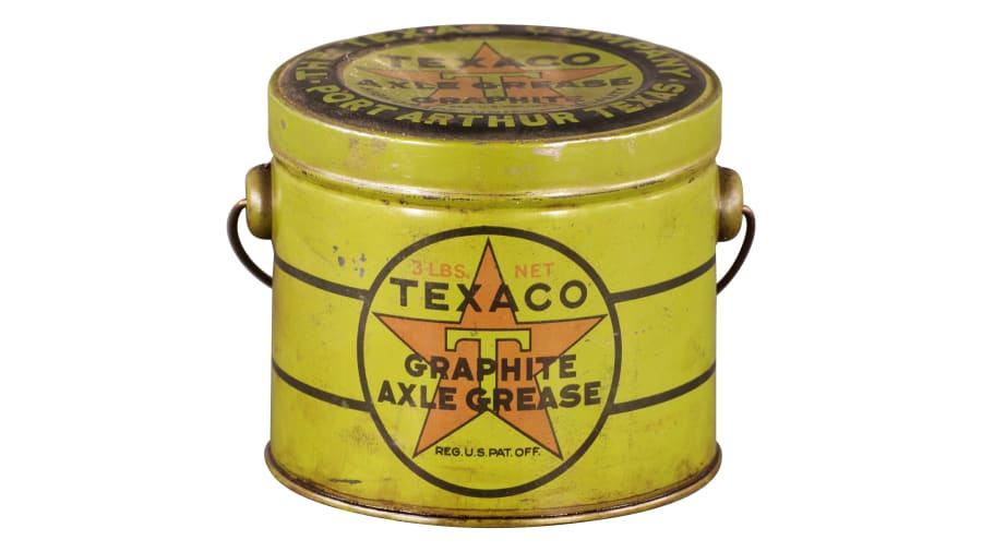 Lot Of 2 Texaco Grease Cans at The Road Art Collection 2016 as T163