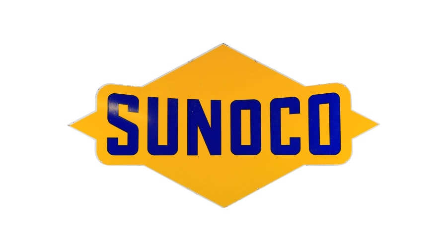 Original 1950s-60s SUNOCO Die-Cut Double-Sided Porcelain Dealer Sign ...