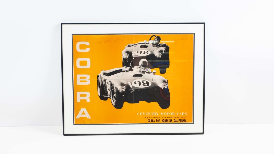 1963 Shelby Cobra Framed Coventry Motors Promotional Dealer Poster At