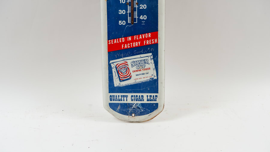 Chew Silver Cup Single-Sided Tin Thermometer For Sale At Auction