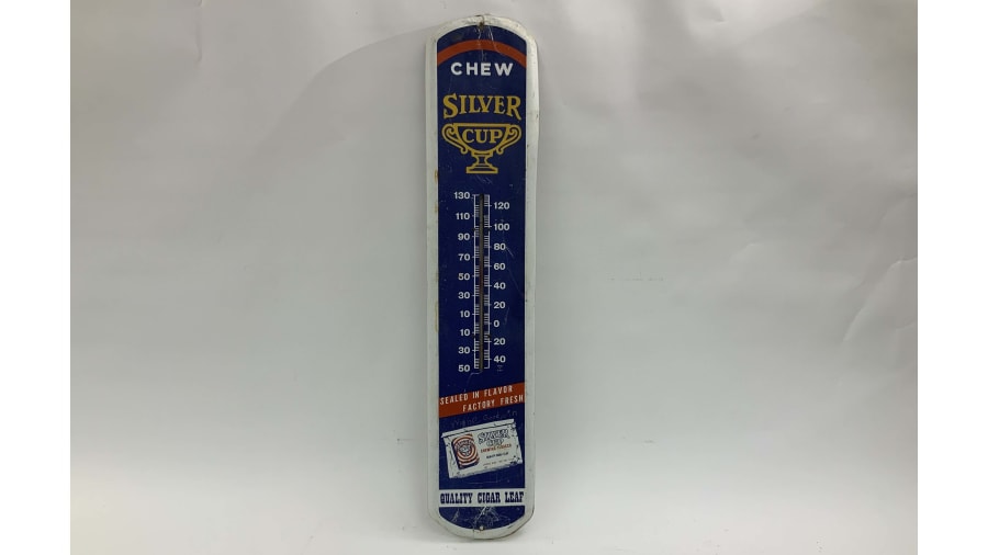 Chew Silver Cup Single-Sided Tin Thermometer For Sale At Auction