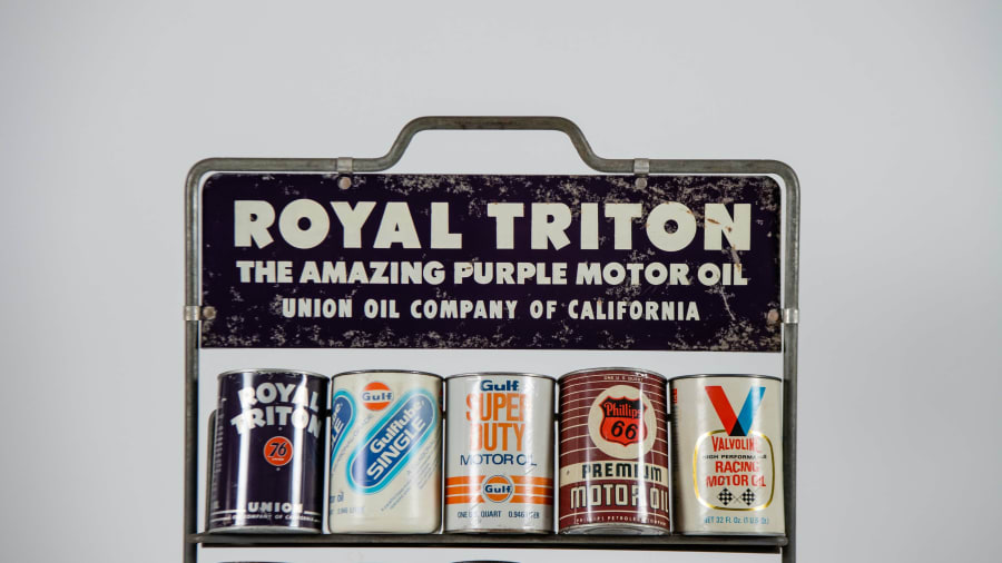 Royal Triton Oil Display With Cans For Sale At Auction