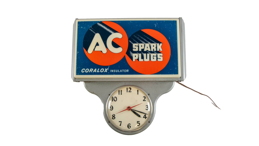 AC Spark Plugs LightUp Clock at Indy Road Art 2022 as B200 Mecum Auctions