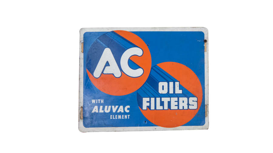 AC Oil Filters SingleSided Tin Sign at Indy Road Art 2022 as E193