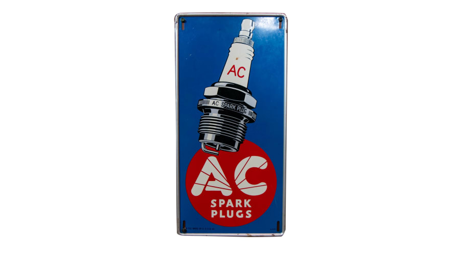 AC Spark Plugs SingleSided Tin Sign at Indy Road Art 2022 as E240