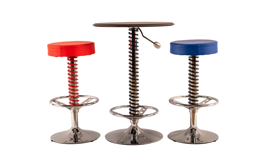 Shock Absorber Table and Stools at Indy Road Art 2022 as M419 Mecum