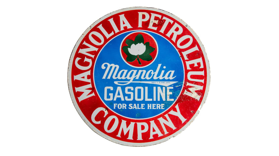 Magnolia Petroleum Company DoubleSided Porcelain Sign for Sale at
