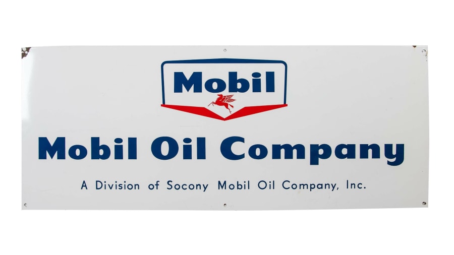 Mobil Oil Company Single Sided Porcelain Sign At Indy 2023 As M225