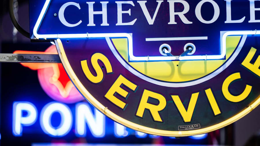 Chevrolet Super Service Double-Sided Porcelain Neon Sign For