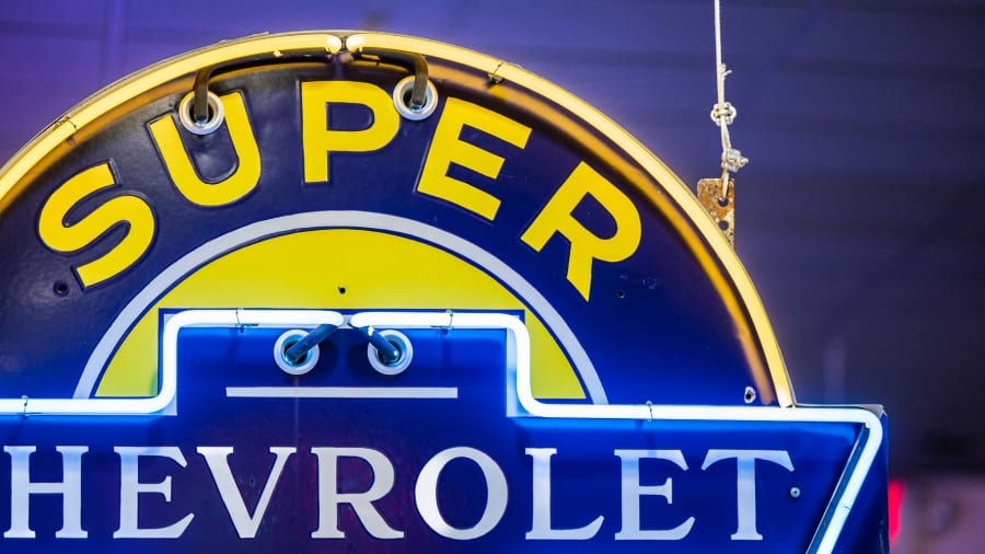 Chevrolet Super Service Double-Sided Porcelain Neon Sign For Chevrolet Super Service Double-Sided Porcelain Neon Sign For