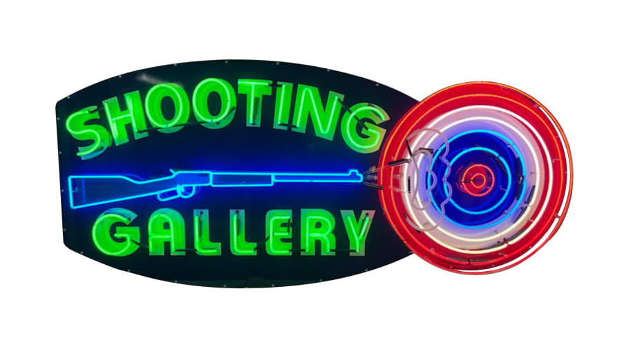 Shooting Gallery SingleSided Animated Neon Sign for Sale at Auction