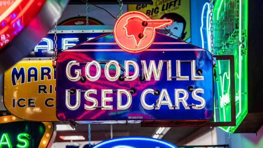 Pontiac Goodwill Used Cars Double-Sided Porcelain Neon Sign for Sale at ...