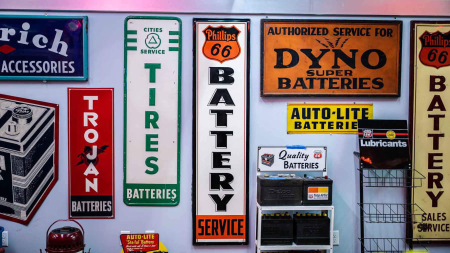 1940 Phillips 66 Battery SingleSided Embossed Tin Sign for Sale at