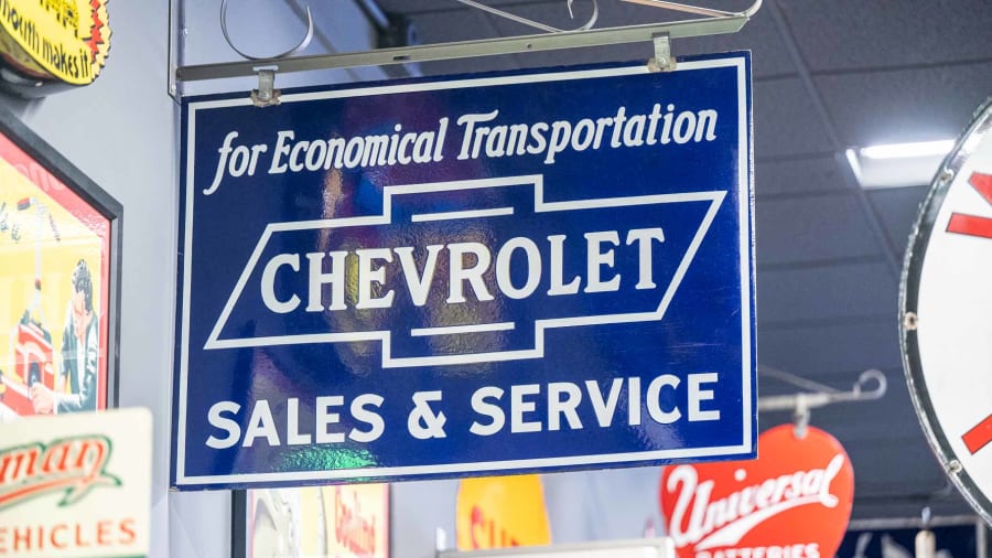 Chevrolet Sales & Service DoubleSided Porcelain Sign for Sale at