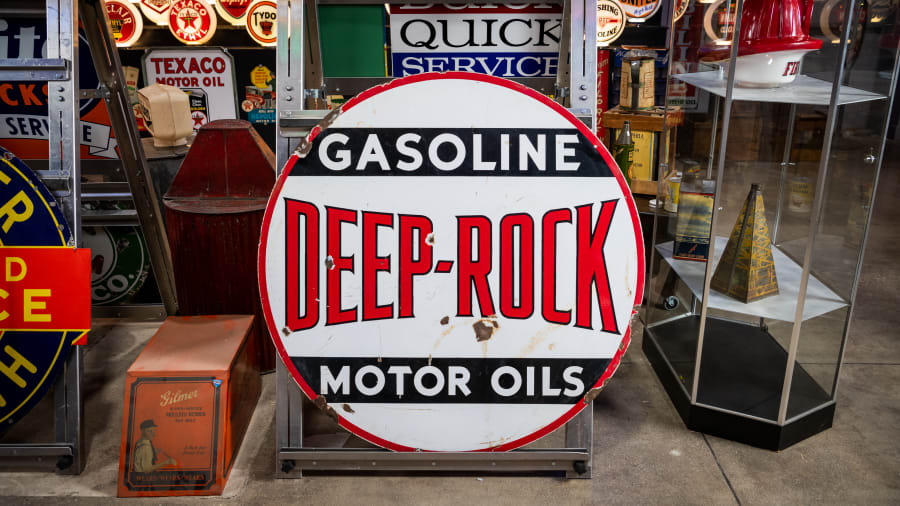 1930s Deep-Rock Gasoline Motor Oils Double-Sided Porcelain Sign 
