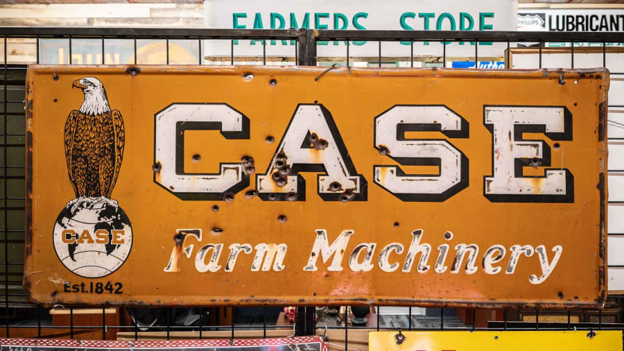 1929 Case Farm Machinery SingleSided Embossed Tin Sign for Sale at