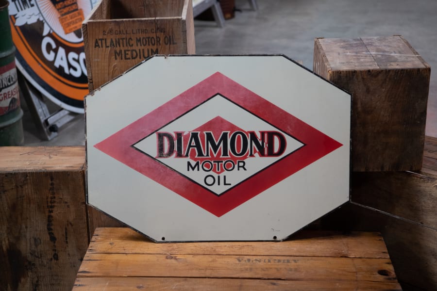 Diamond Motor Oil DoubleSided Porcelain Sign for Sale at Auction