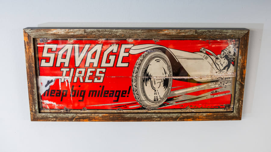 Original Savage Tires SingleSided Tin Sign for Sale at Auction Mecum
