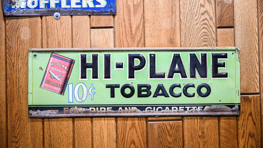 hi plane tobacco Sign, Metal Advertising Sign, 10 Cent Pipe Cigarette Tobacco B 1930s Hi-Plane Tobacco Single-Sided Embossed