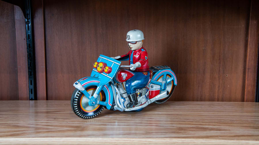 Police And Other Motorcycle Japanese Tin Toys, Lot Of 4 For Sale