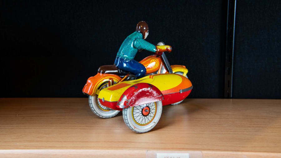 1960s Motorcycle With Sidecar Russian Tin Wind-Up Toy For Sale At