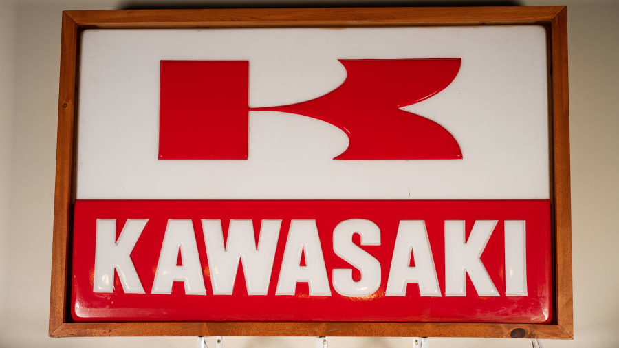 Kawasaki Single-Sided Plastic Light-Up Dealership Sign For Sale At