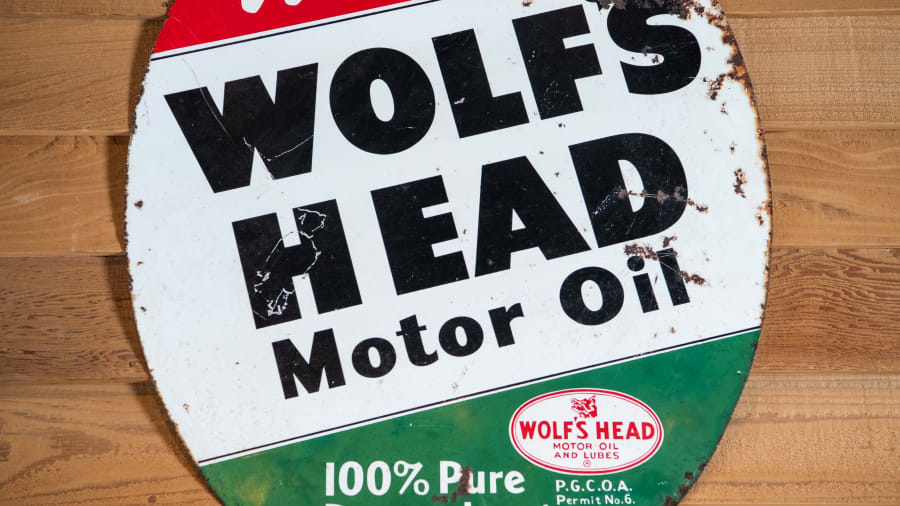 1960 Wolf's Head Motor Oil Tin Sign For Sale At Auction - Mecum