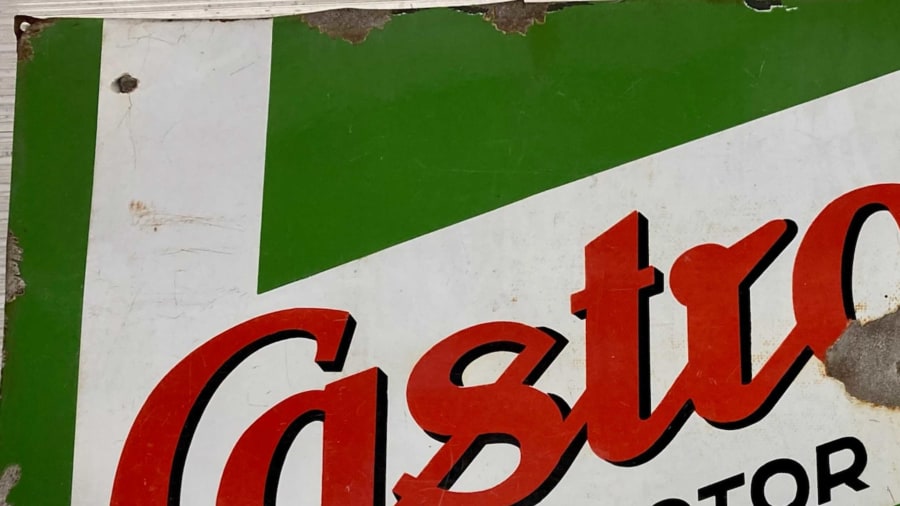 1950s-1960s Castrol Motor Oil Single-Sided Porcelain Sign For Sale