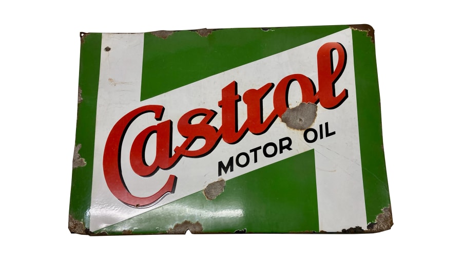 1950s-1960s Castrol Motor Oil Single-Sided Porcelain Sign For Sale