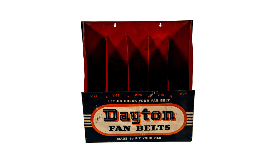 Dayton Fan Belts Tin Display Rack at Kissimmee 2024 as Z221 Mecum Auctions