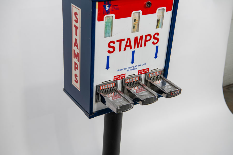 Sold at Auction: Vintage Postage Stamp Dispenser Vending Machine