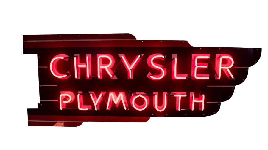 Chrysler Plymouth Double-Sided Porcelain Neon Sign For Sale At