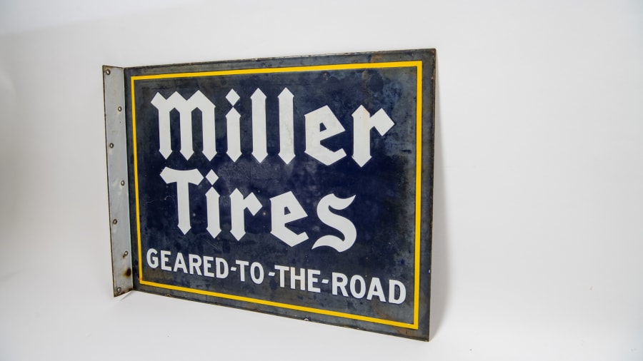 Miller Tires ヴィンテージホーロー看板アメリカアンティーク大型看板 Miller Tires Porcelain Flange Sign For Sale At Auction - Mecum