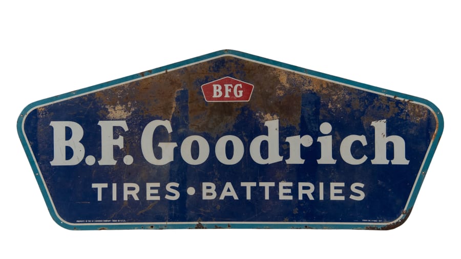 1957 B.F. Goodrich Tires And Batteries Single-Sided Tin Sign For