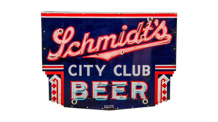 Schmidt's Beer Single-Sided Porcelain Neon Sign For Sale At Schmidt's Beer Single-Sided Porcelain Neon Sign For Sale At