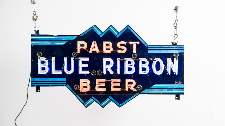 【超激レア】Pabst Blue Ribbon 吊り下げ照明 モーションサイン Pabst Blue Ribbon Vintage Light Up Bubble Sign 2 Sided