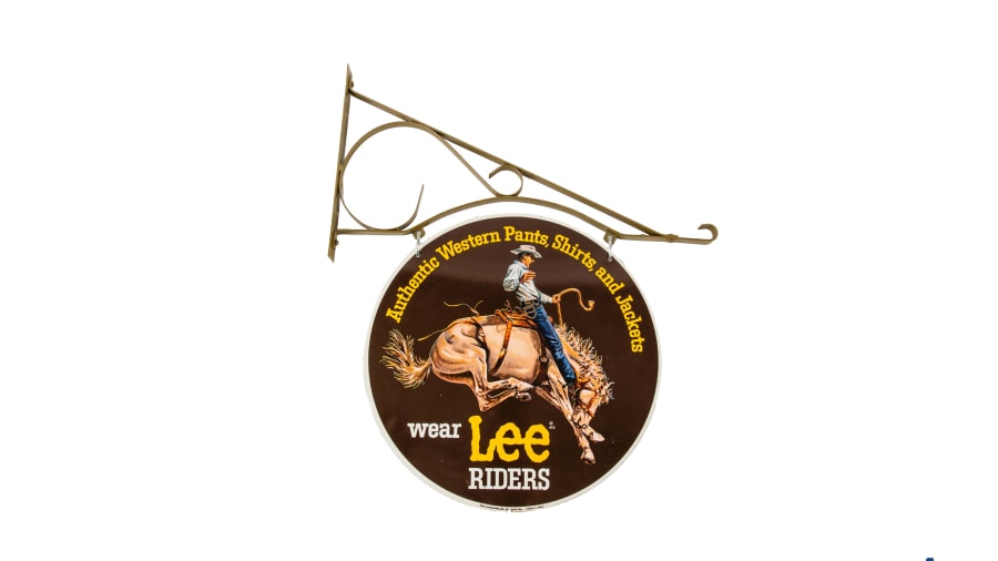 Lee Riders Double-Sided Tin Sign With Hanging Bracket For Sale At