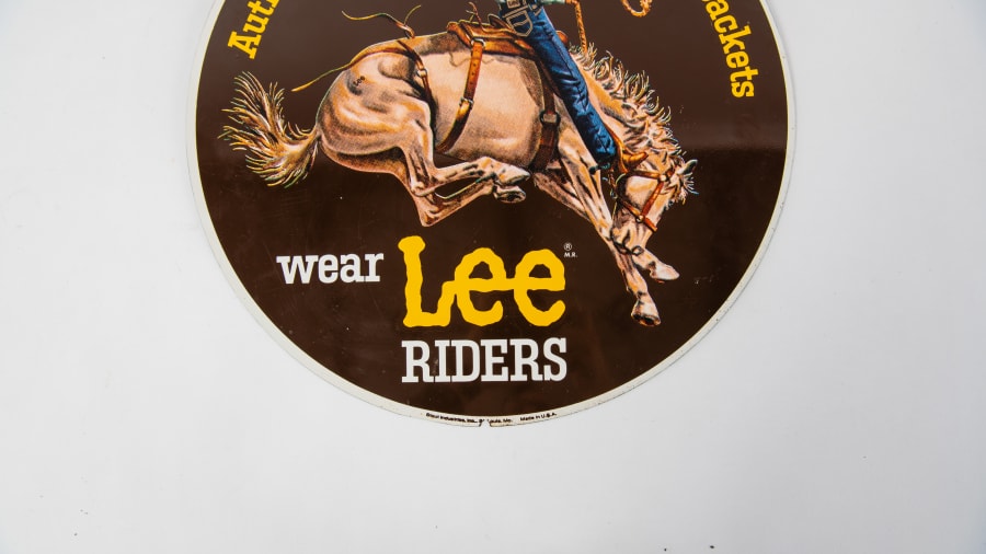 Lee Riders Double-Sided Tin Sign With Hanging Bracket For Sale At