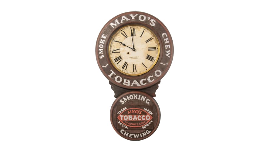 tobacco clock Mayo's Tobacco Wood Clock For Sale At Auction