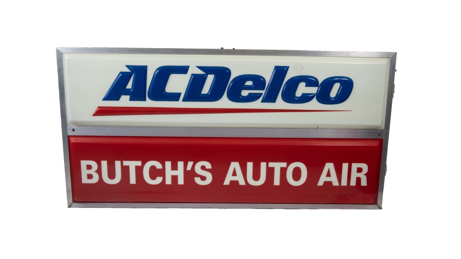 AC Delco Single-Sided Embossed Plastic Lighted Sign For Sale At