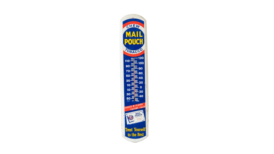 Mail Pouch Tobacco Single-Sided Tin Thermometer For Sale At