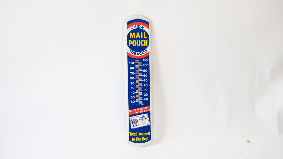 Mail Pouch Tobacco Single-Sided Tin Thermometer For Sale At