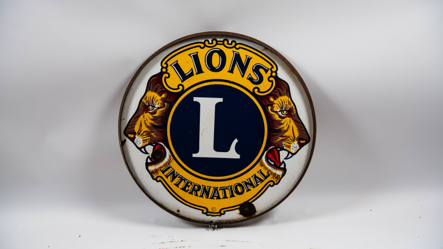 Lions Double-Sided Porcelain Sign For Sale At Auction - Mecum Auctions