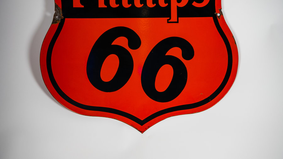 1945 Phillips 66 Double-Sided Porcelain Sign For Sale At Auction