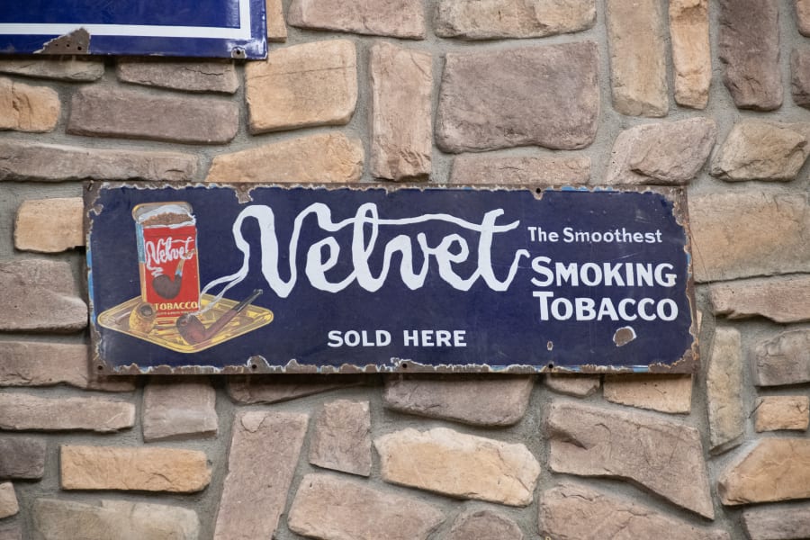 velvet tobacco sign Vintage Pipe & Cigarette Cardboard large 45 by 39 inches Vintage Metal Velvet Pipe Tobacco