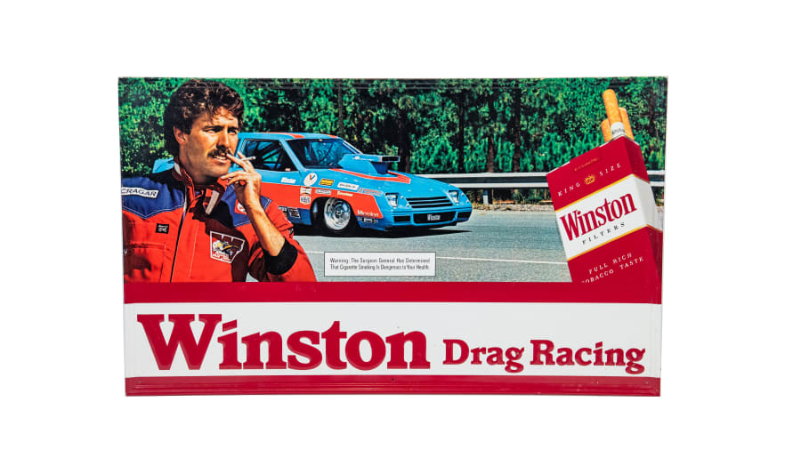 Winston Drag Racing Single-Sided Embossed Tin Sign For Sale At