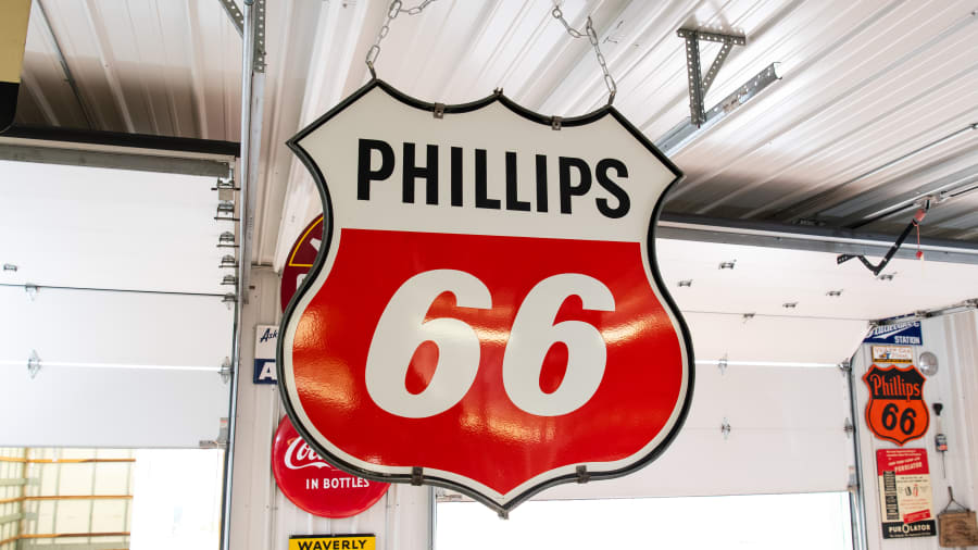 1961 Phillips 66 Double-Sided Porcelain Sign For Sale At Auction